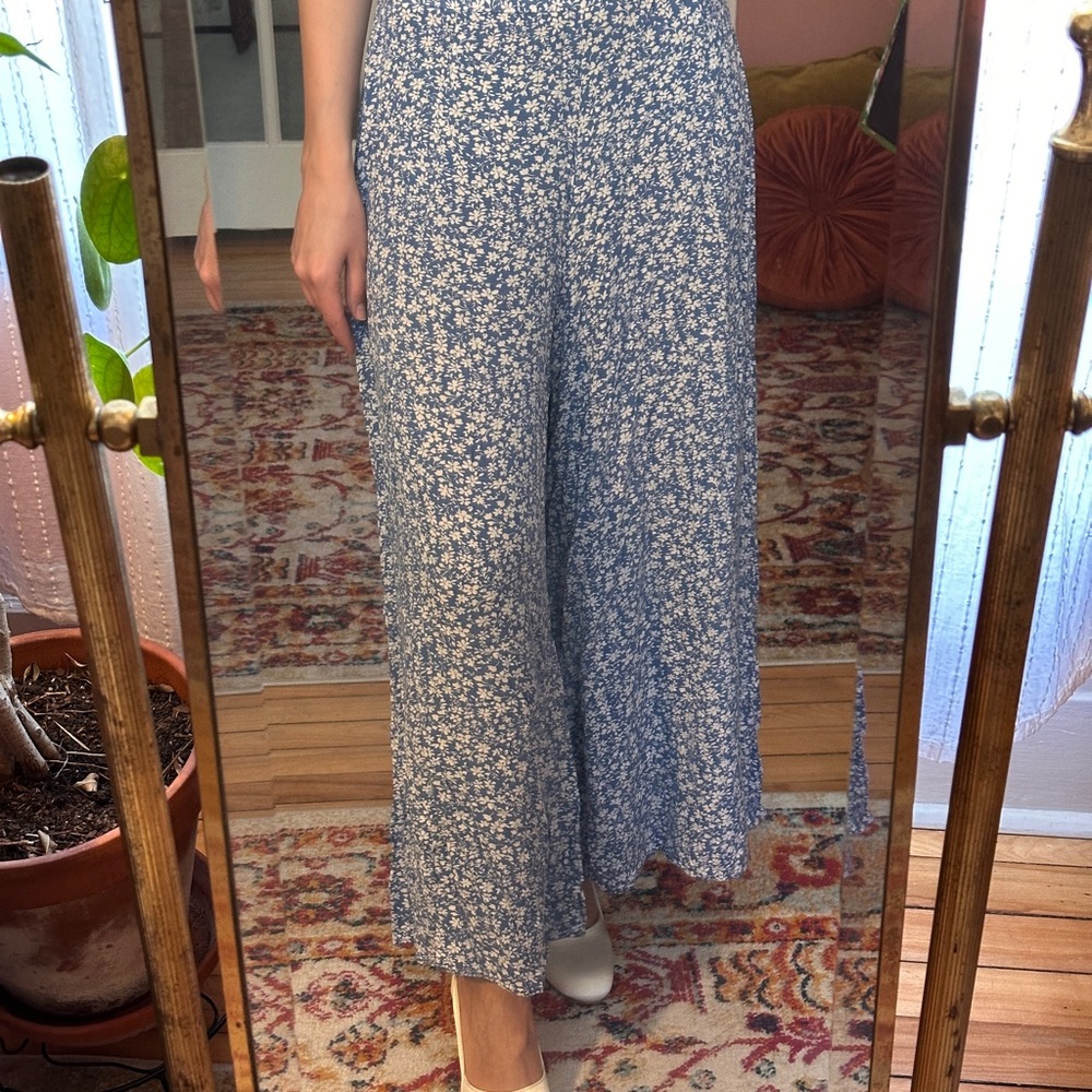Floral Blue Flowy Pants